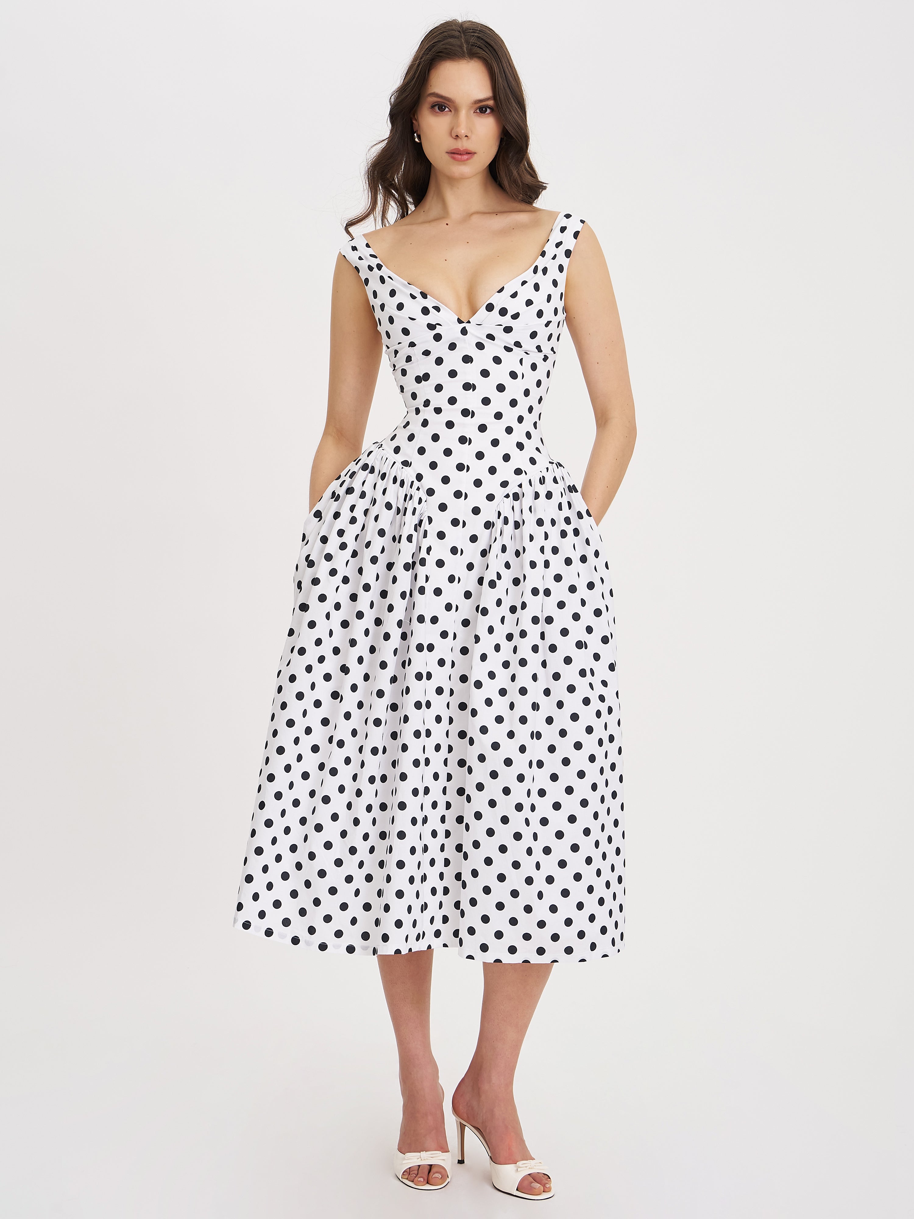 Daniya Polka Dot Midi Dress
