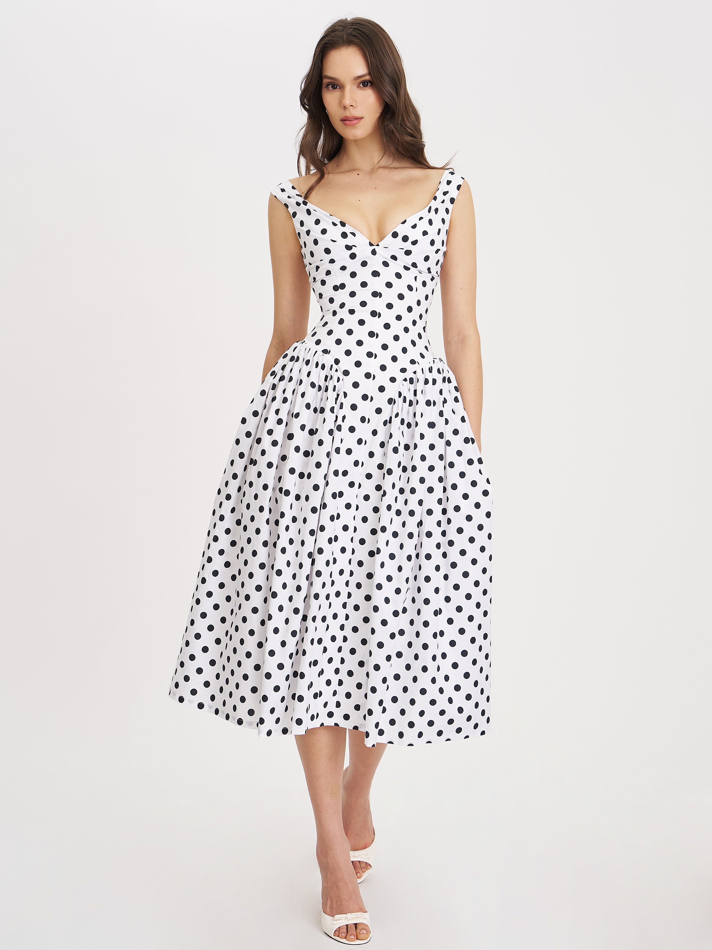 Daniya Polka Dot Midi Dress