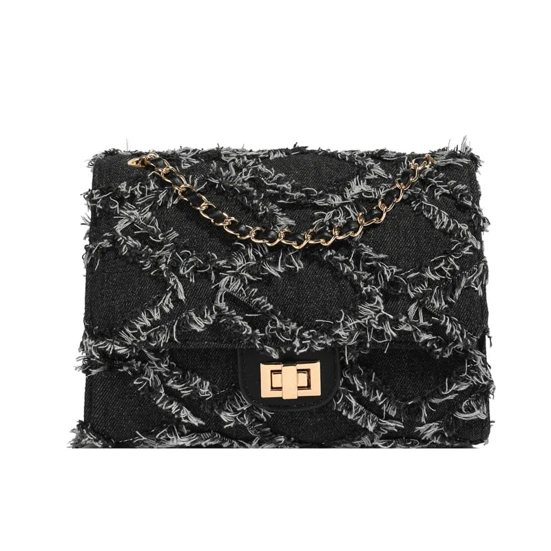 Quilted Denim Shoulder Bag