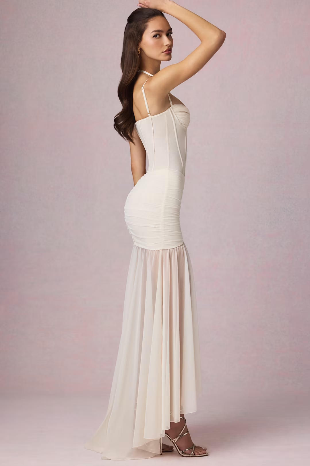 Ruched Asymmetric Corset Gown