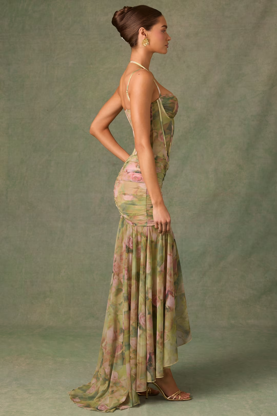Ruched Asymmetric Corset Gown