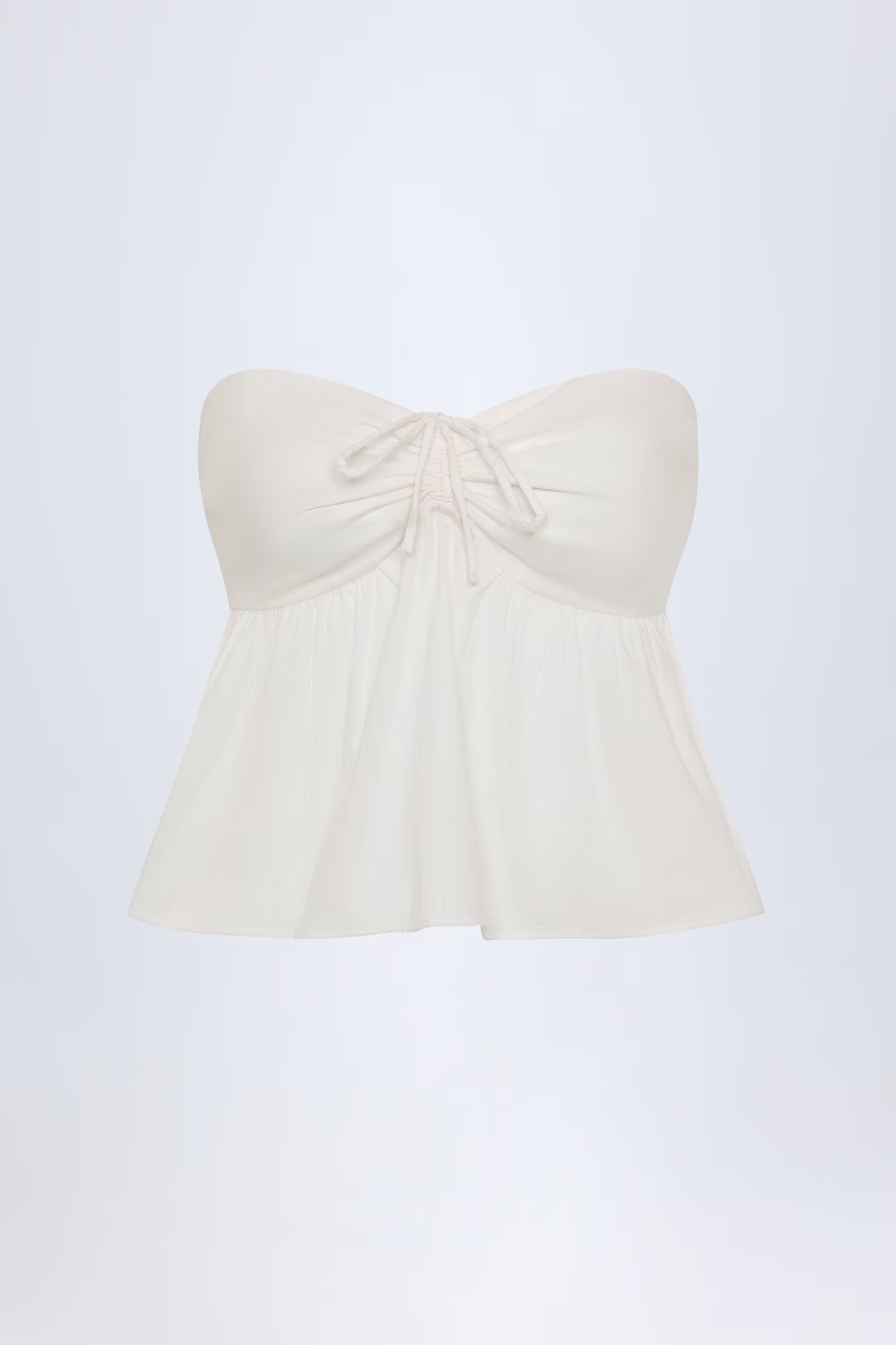 Tie-Front Bandeau Cotton Crop Top