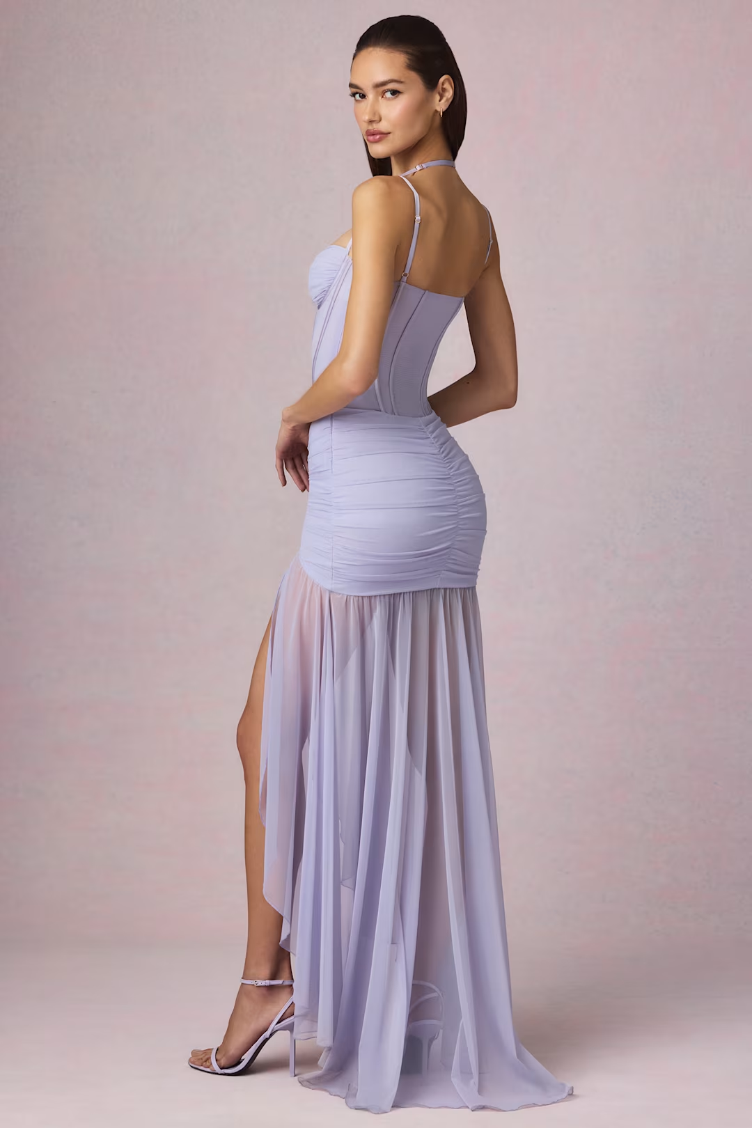 Ruched Asymmetric Corset Gown