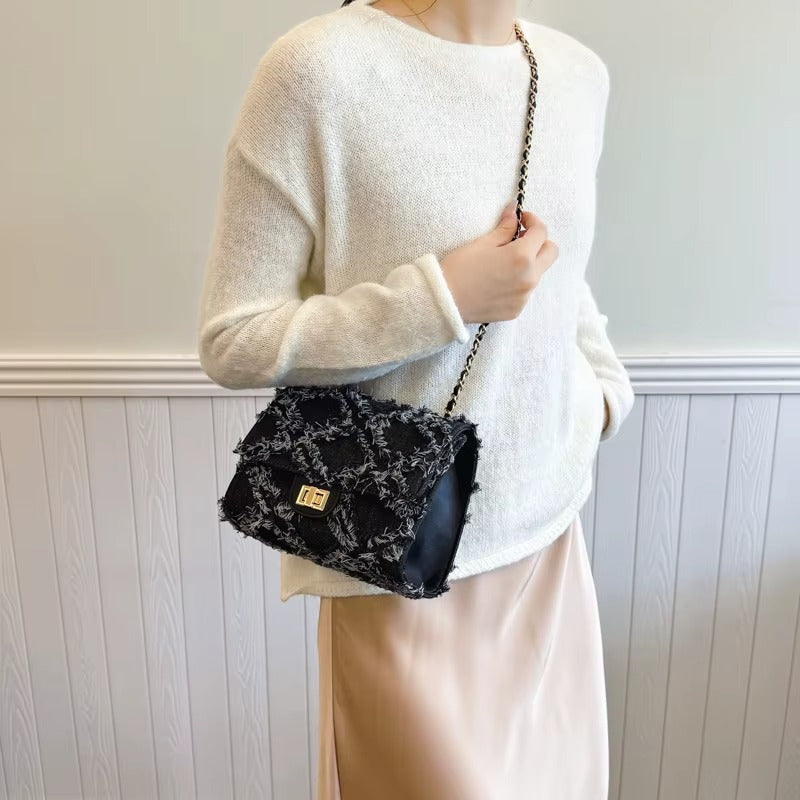 Quilted Denim Shoulder Bag