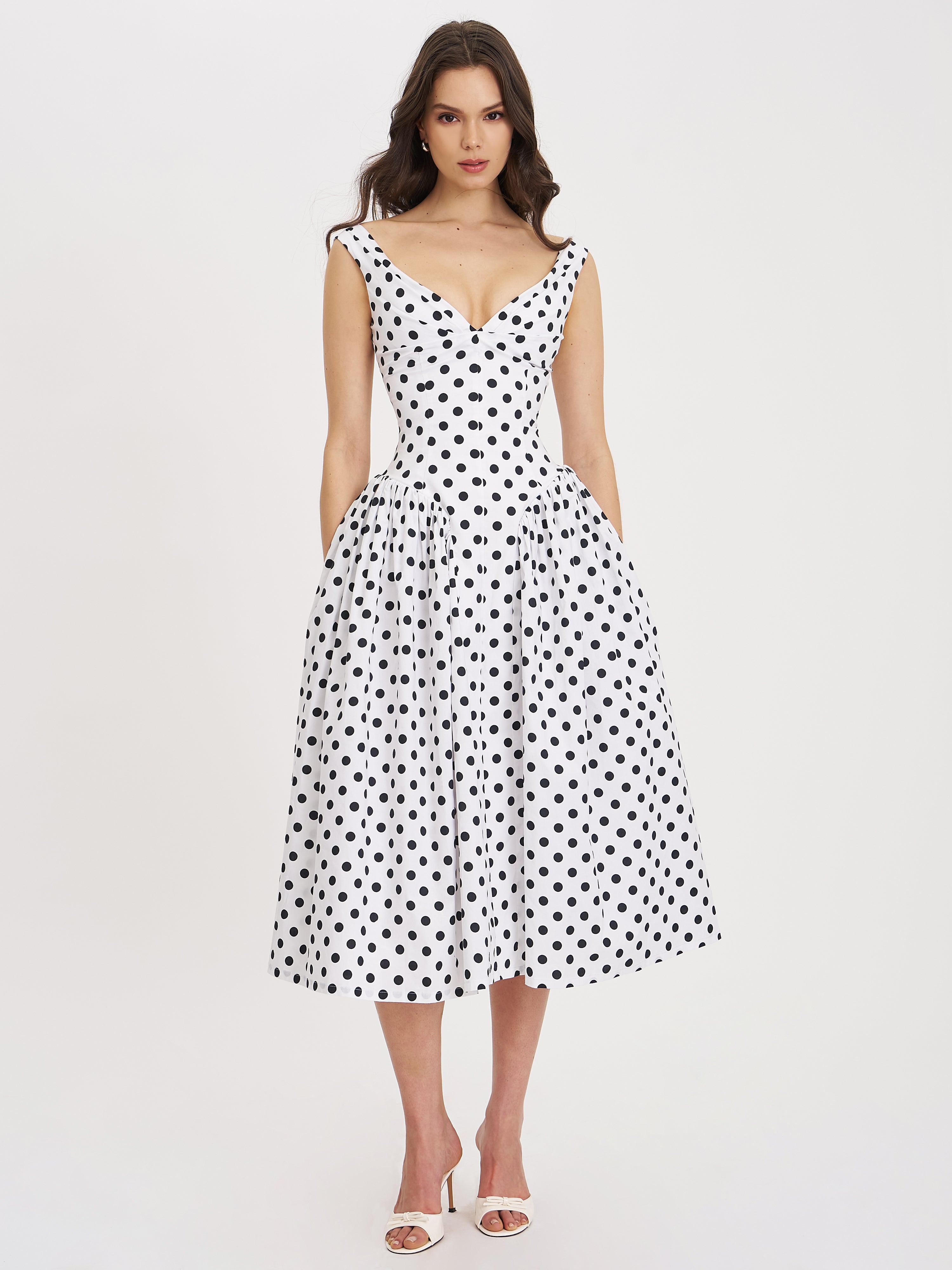 Daniya Polka Dot Midi Dress