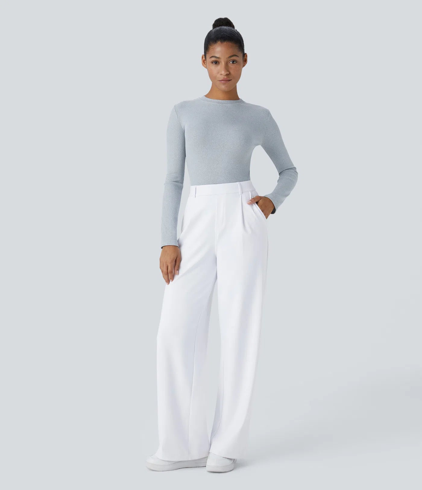 High Waisted Side Pocket Straight Leg Work Pants