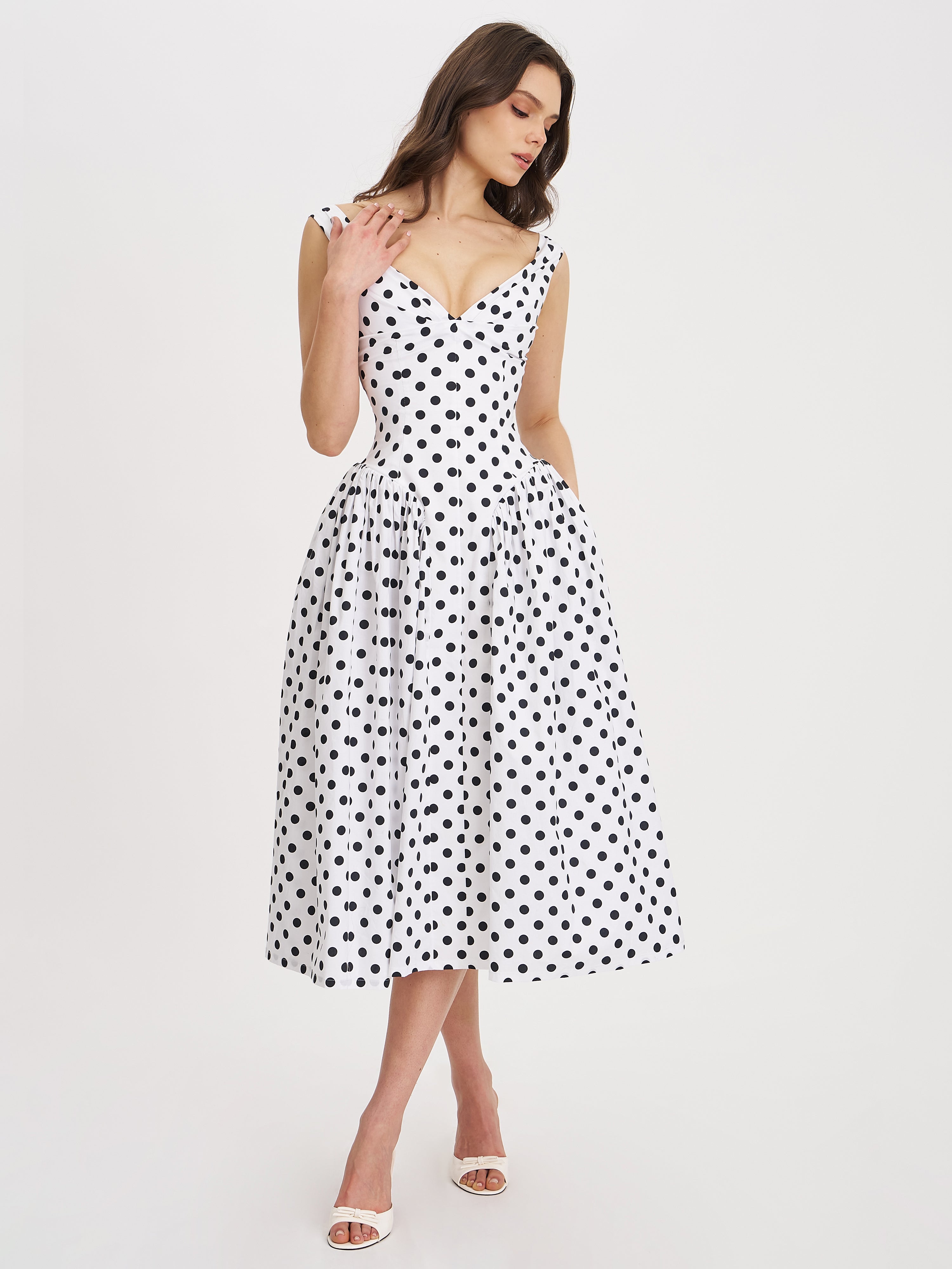 Daniya Polka Dot Midi Dress