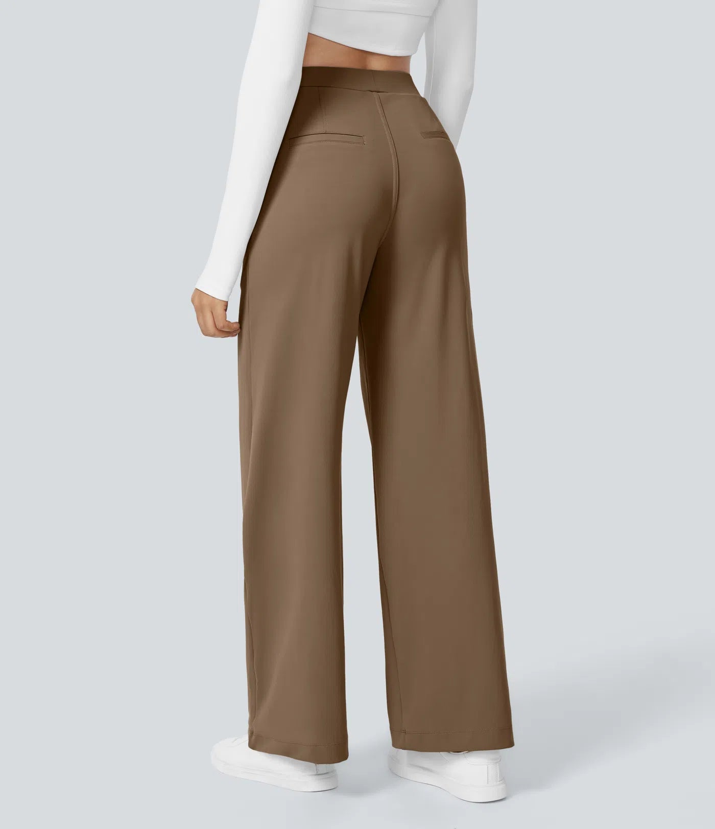 High Waisted Side Pocket Straight Leg Work Pants