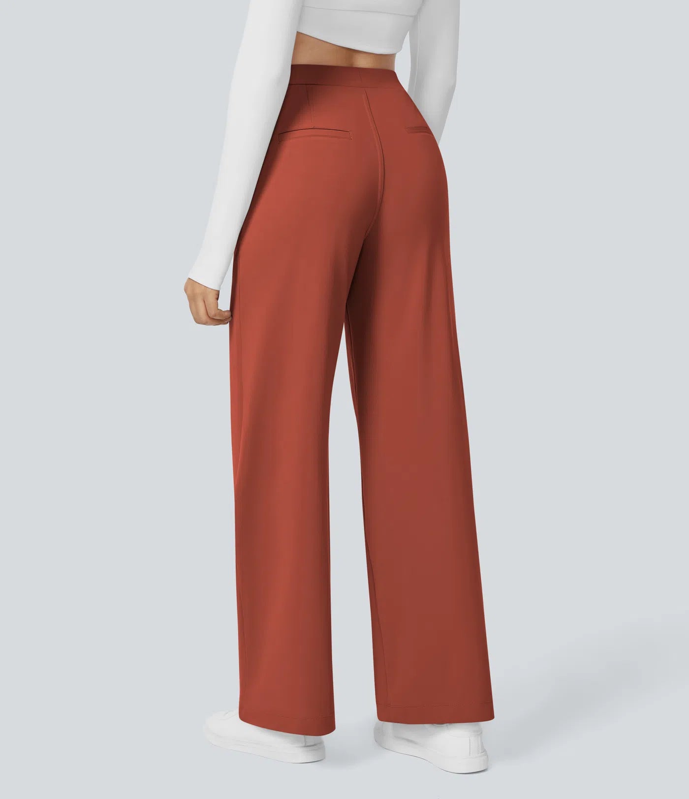 High Waisted Side Pocket Straight Leg Work Pants