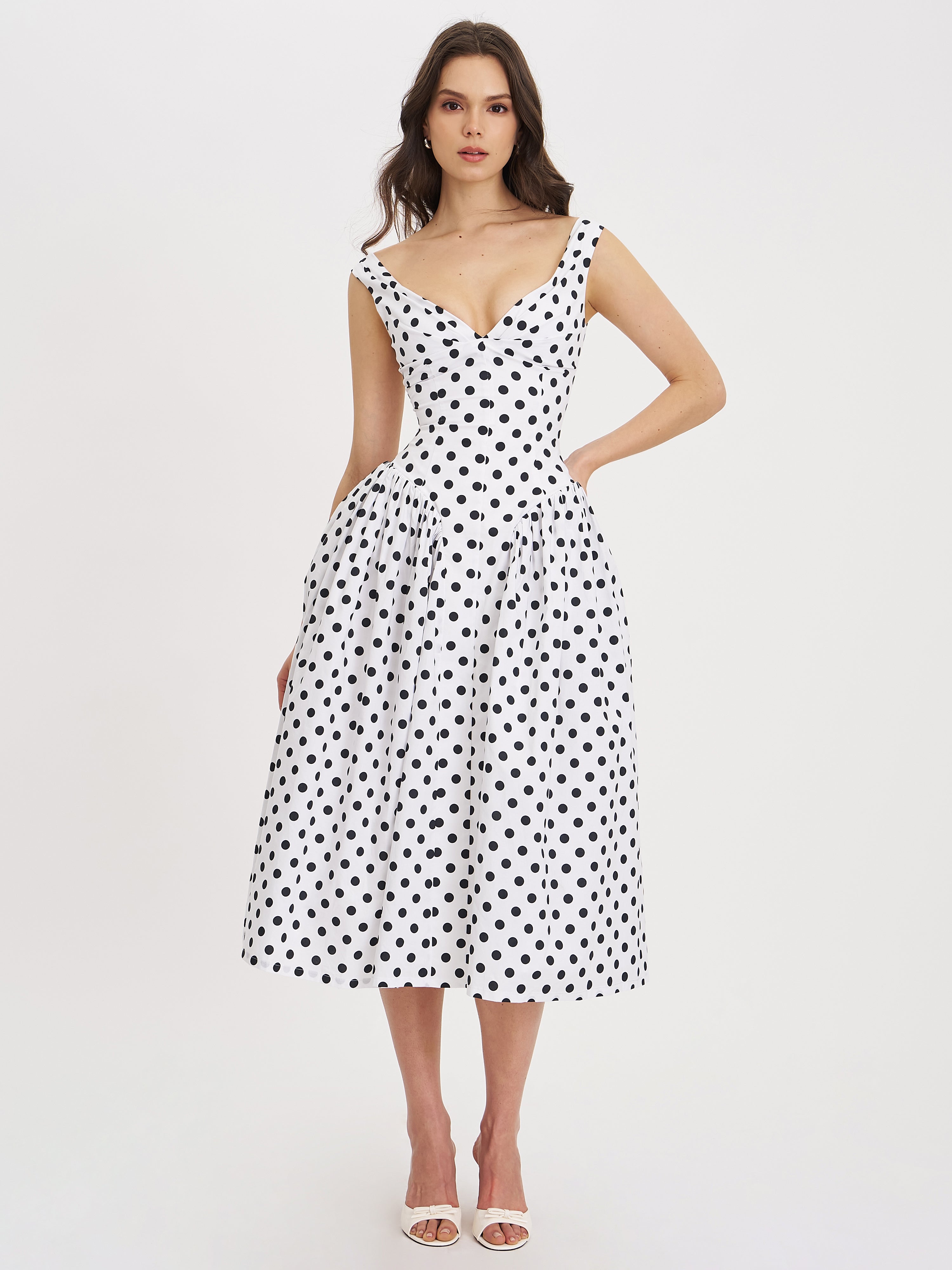 Daniya Polka Dot Midi Dress