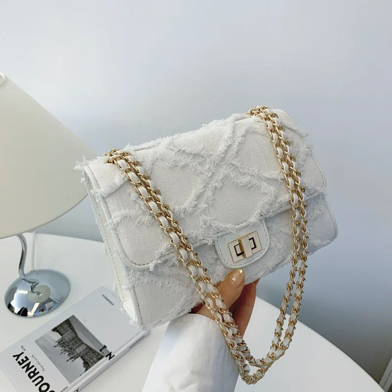 Quilted Denim Shoulder Bag