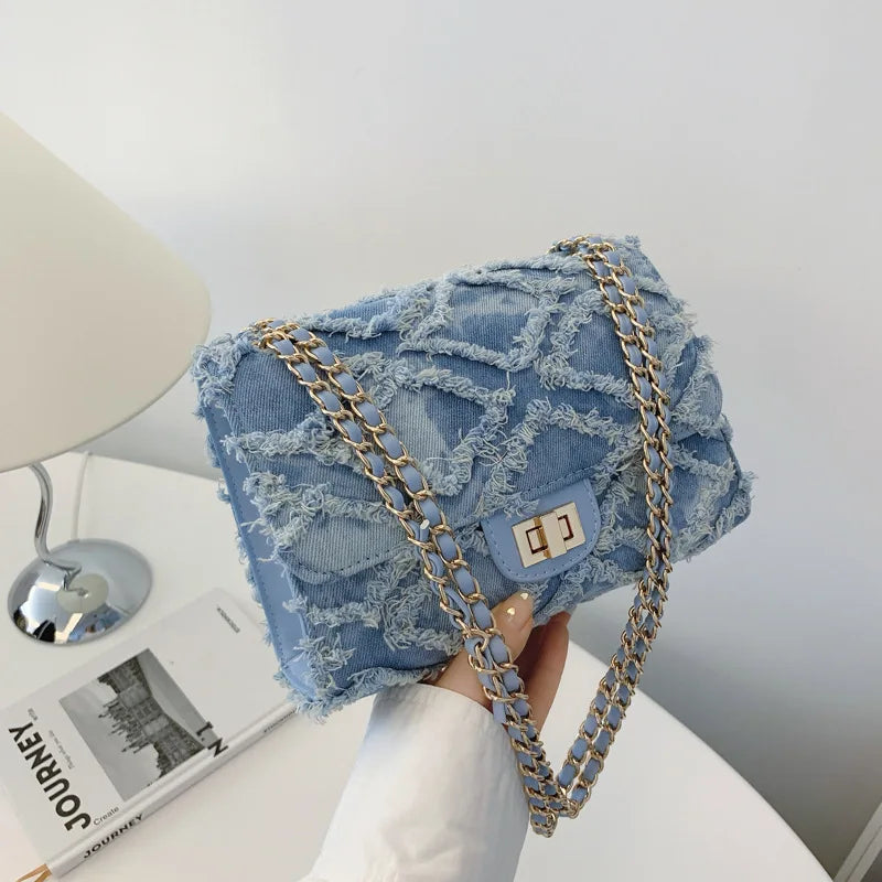 Quilted Denim Shoulder Bag