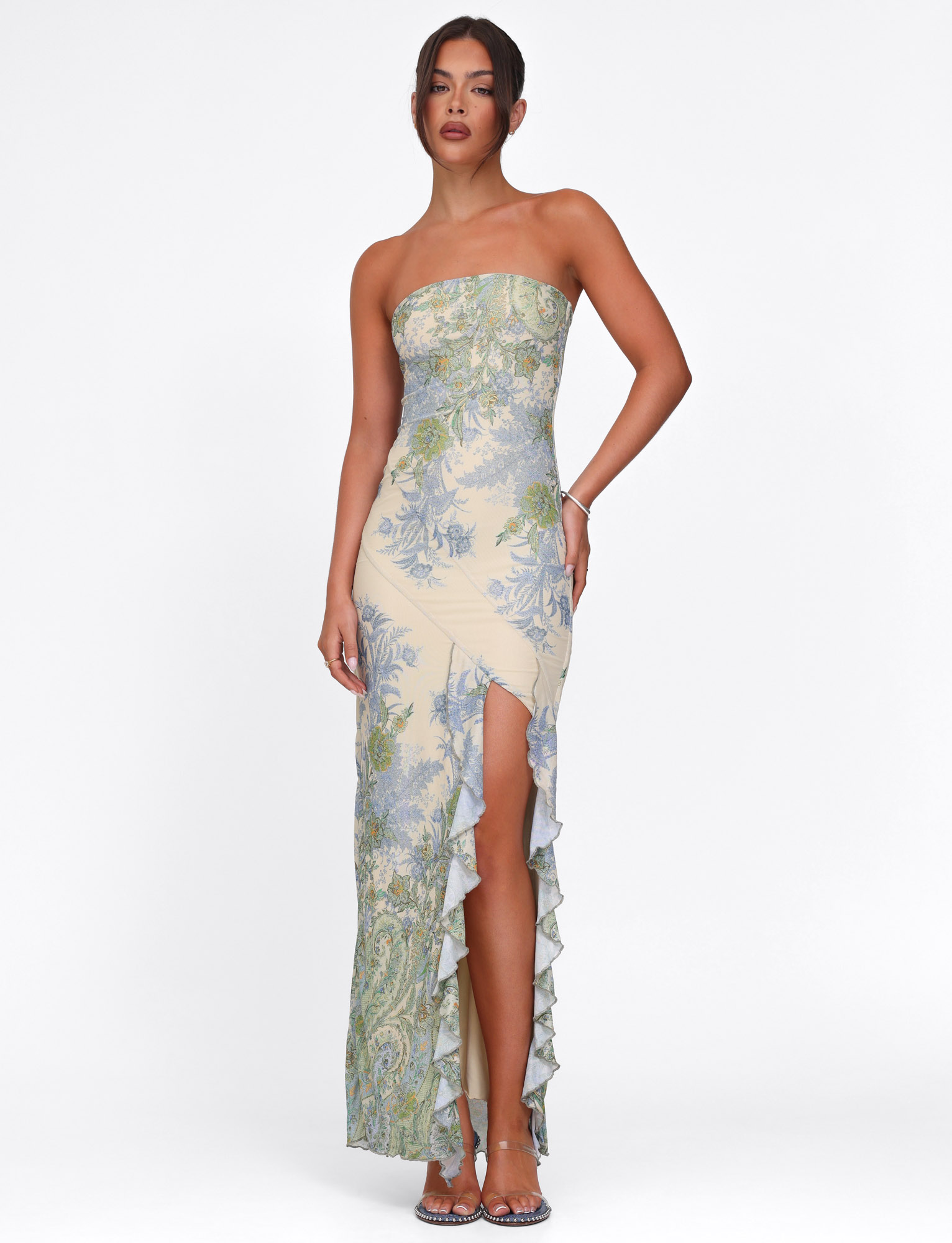 Theo Ruffle Maxi Dress – Multi Paisley
