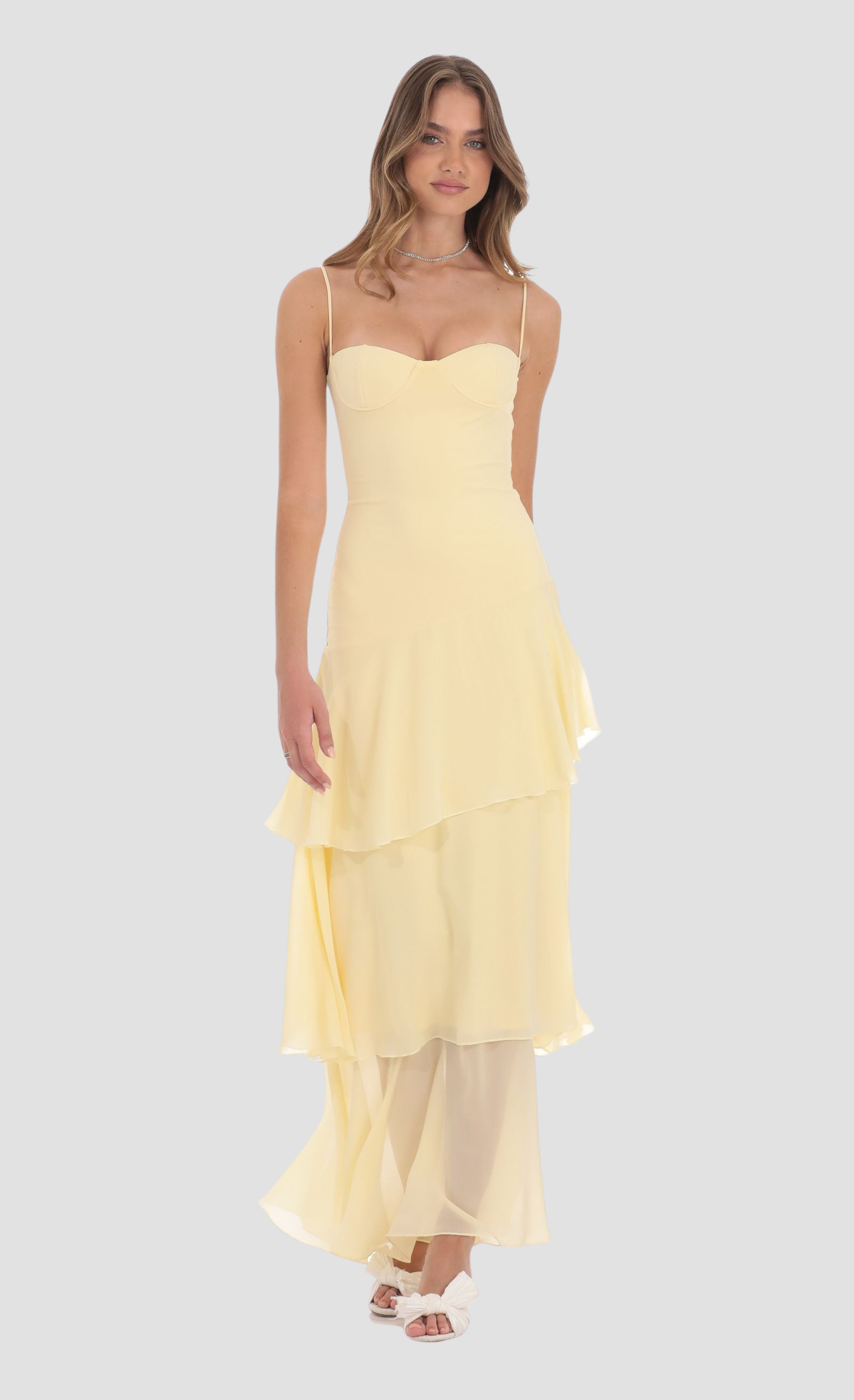 Solea Maxi Dress – Soft Lemon Flow