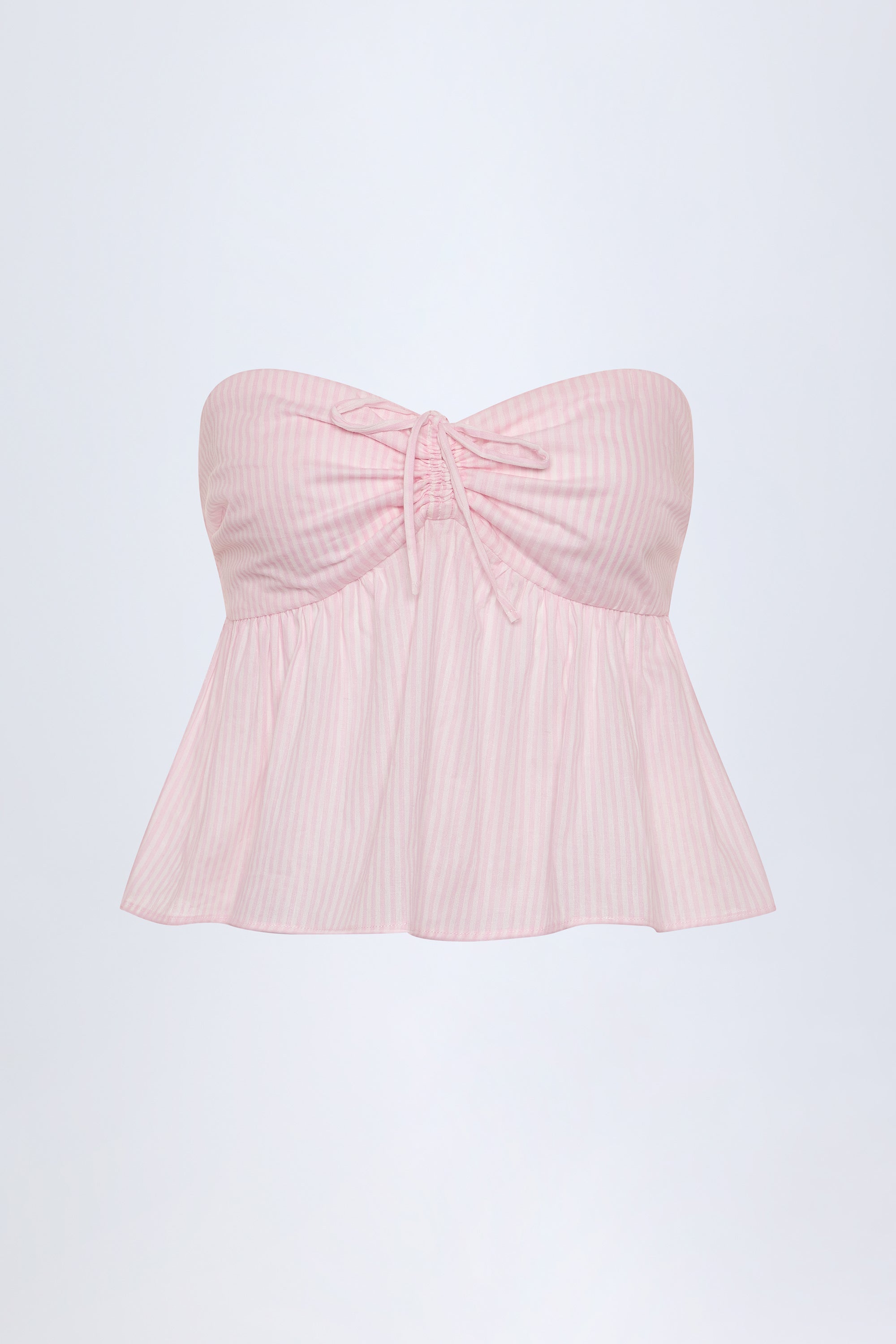 Tie-Front Bandeau Cotton Crop Top