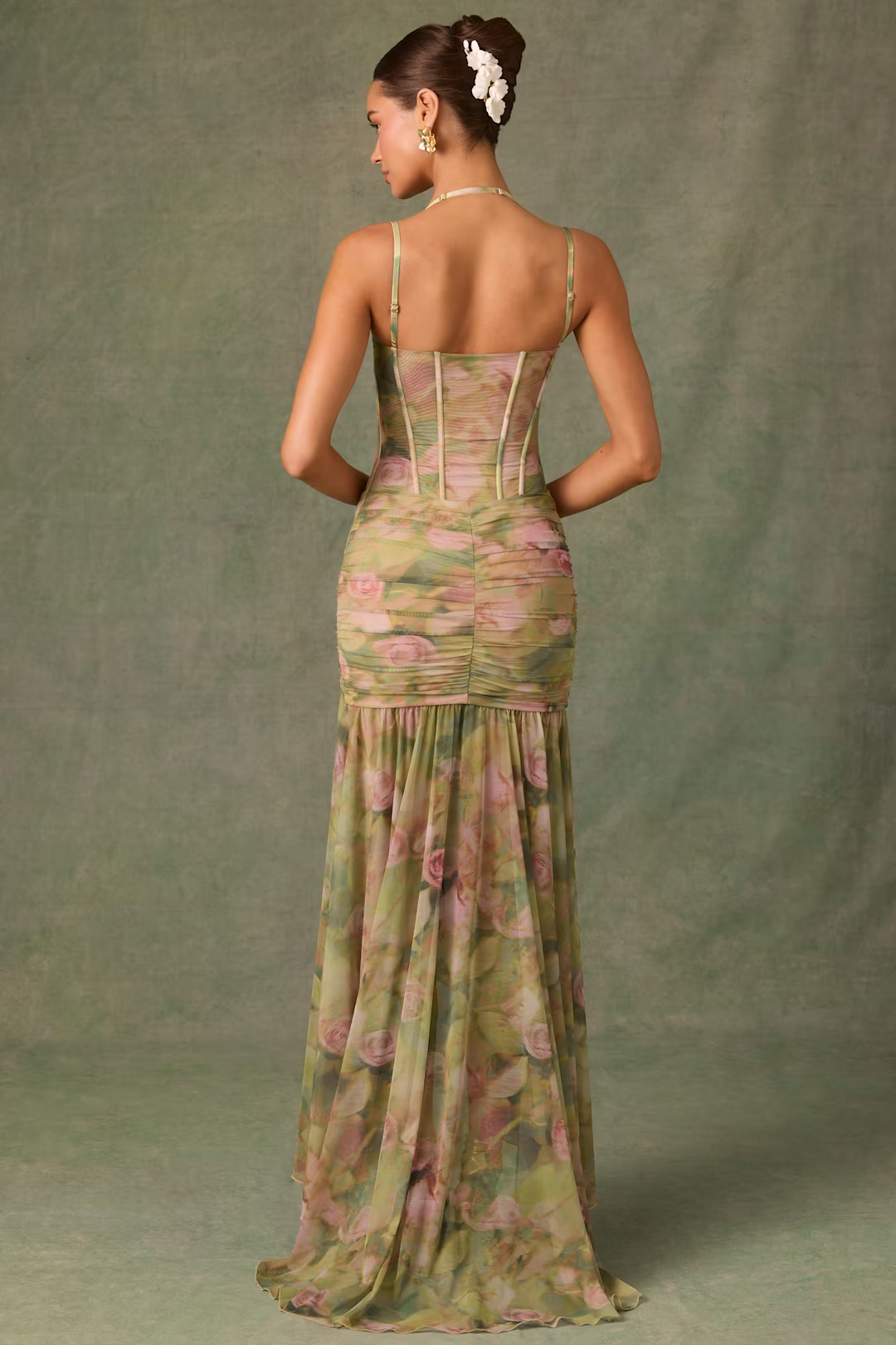 Ruched Asymmetric Corset Gown