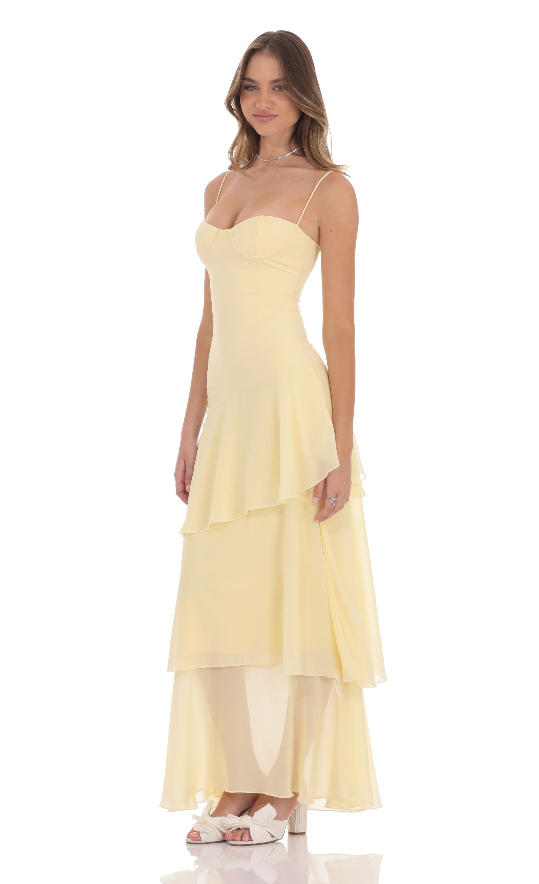 Solea Maxi Dress – Soft Lemon Flow